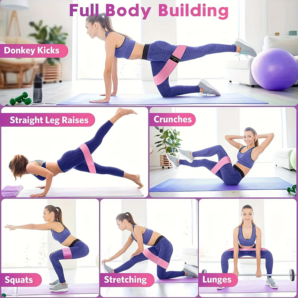 Fabric Resistance Bands For Workout Pilates Strength Training