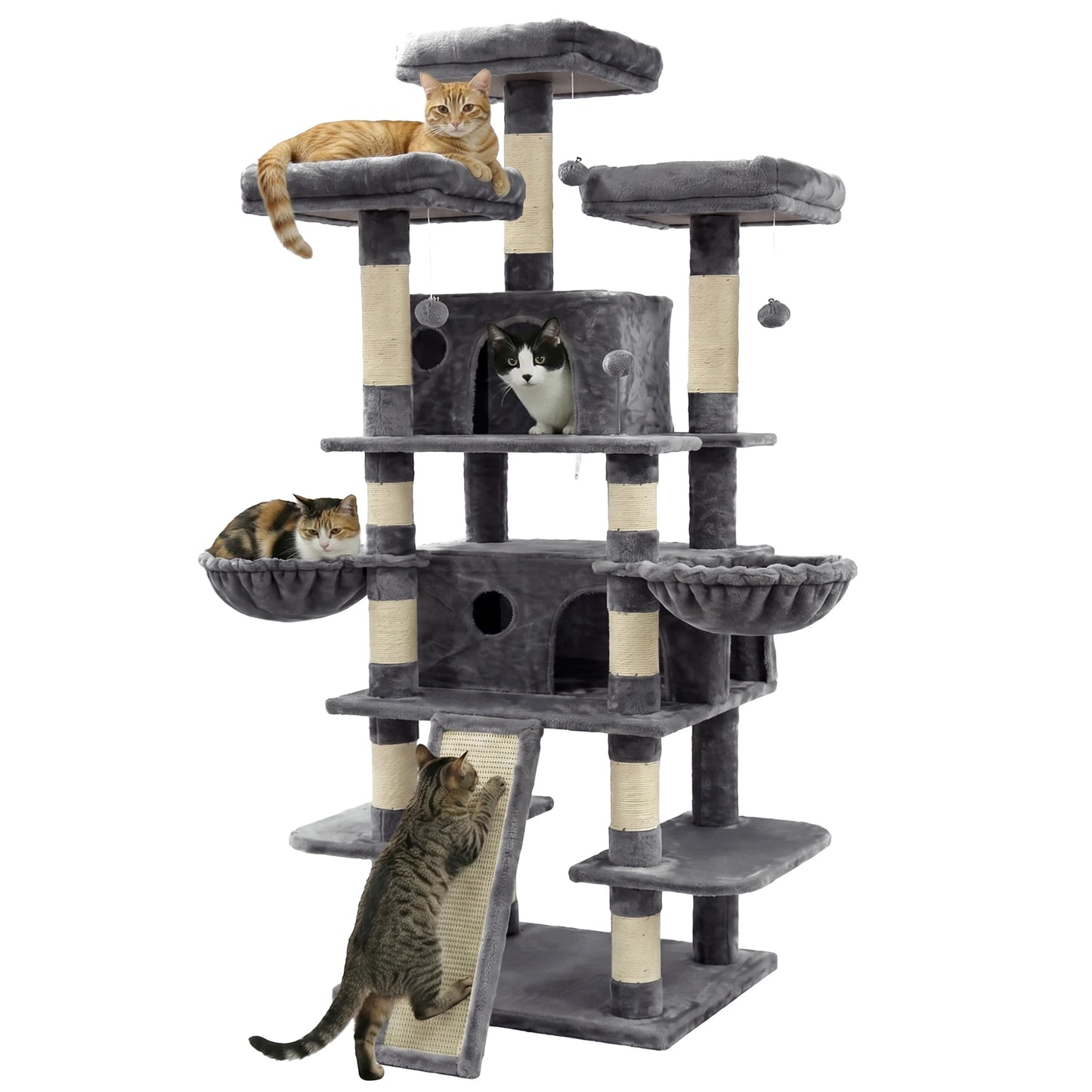 Four Tier Cat Tree With Condos And Scratching Posts