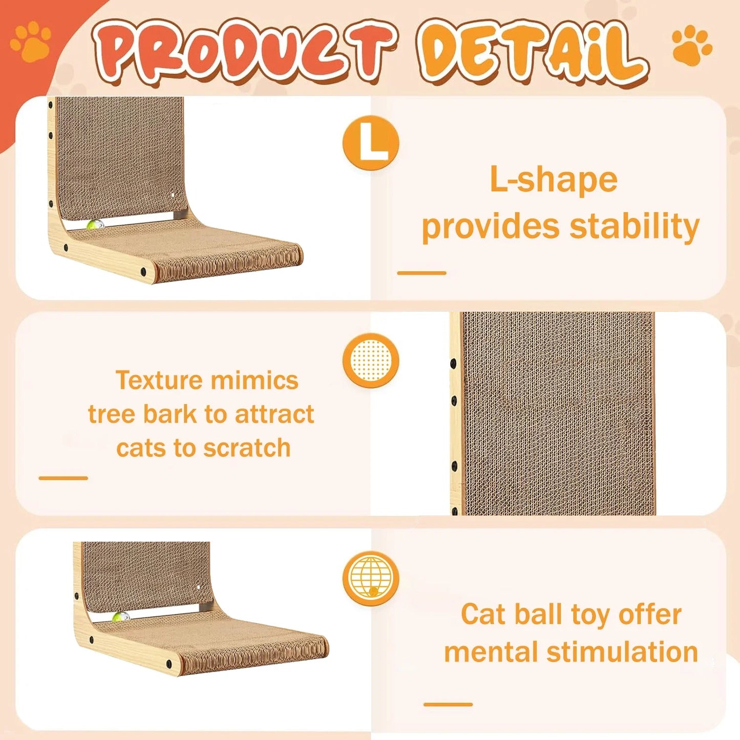 L Shape Cat Scratching Post Cardboard Indoor Durable Furniture Protection