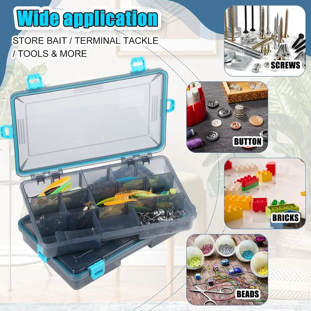Waterproof Tackle Box With 3600 And 3700 Removable Dividers For Fishing
