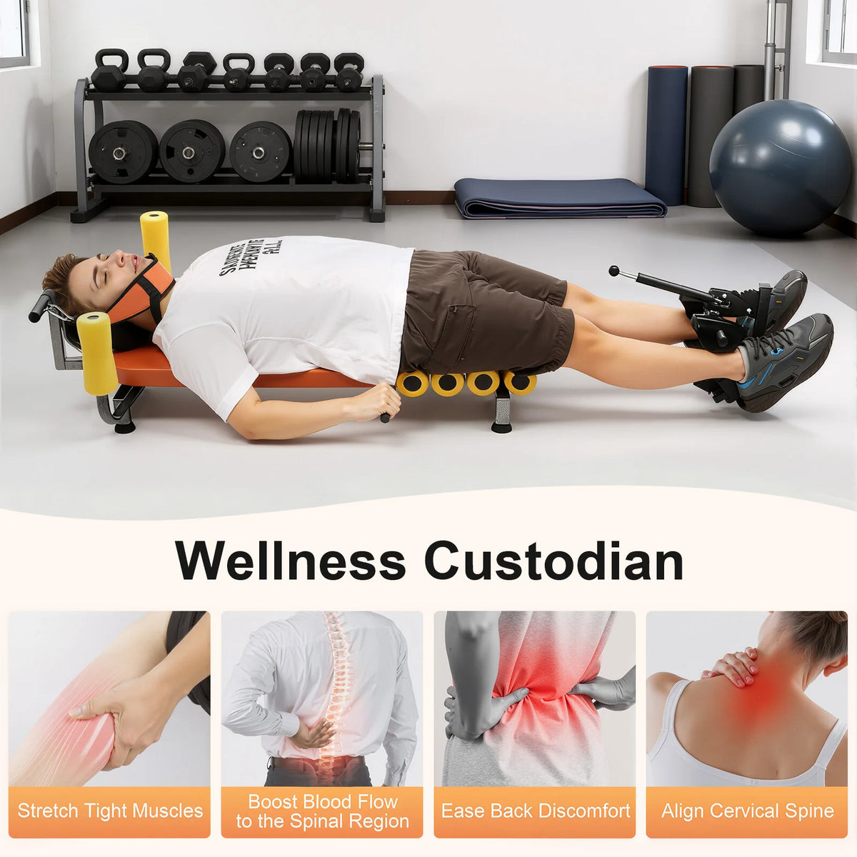 Adjustable Back Stretch Bench for Neck Spinal Decompression Therapy