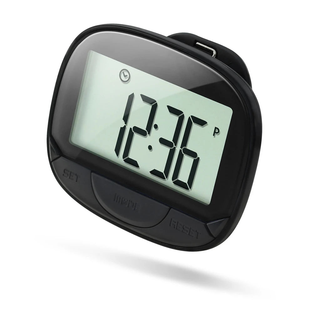 Clip-On Pedometer With Large Digital Display Simple Step Tracker