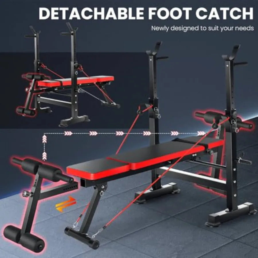 Adjustable Flat Incline Decline Weight Bench With Squat Rack