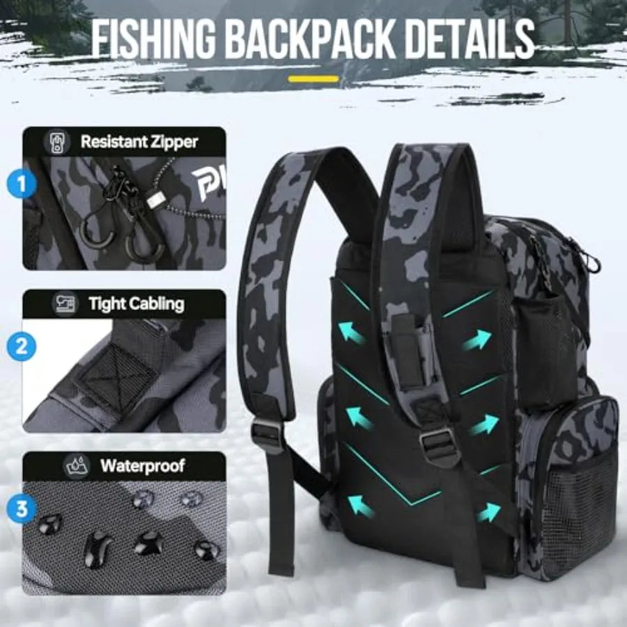 Fishing Cooler Backpack With Rod Holders Water Resistant Tackle Bag