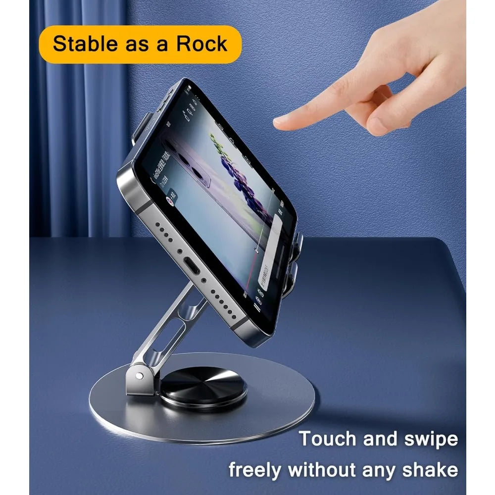 360 Degree Rotating Metal Phone Stand for Desk and Tablet