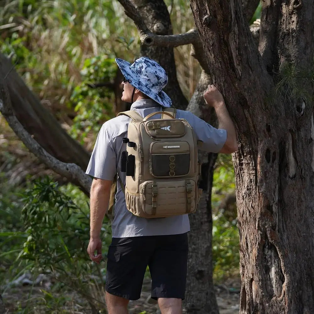 Tackle Backpack With Rod Holder And Four Tackle Boxes 40 And 26L Storage