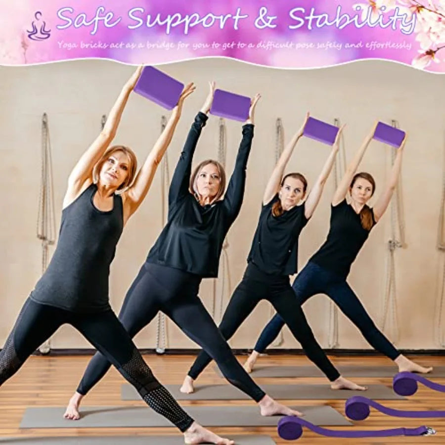 Yoga Blocks And Straps Set Non Slip EVA Foam Metal D Ring