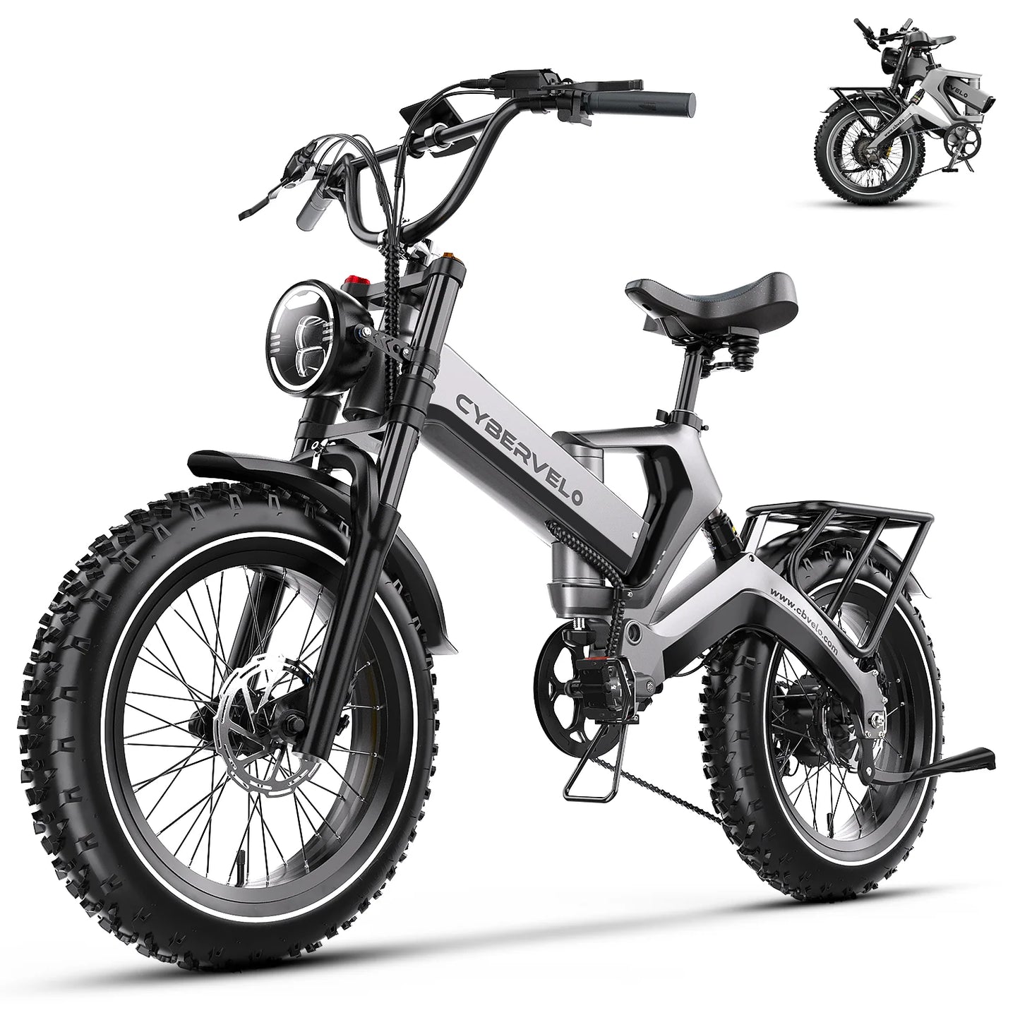 CYBERVELO Fat Tire Foldable Ebike 2000W Peak Motor 48V