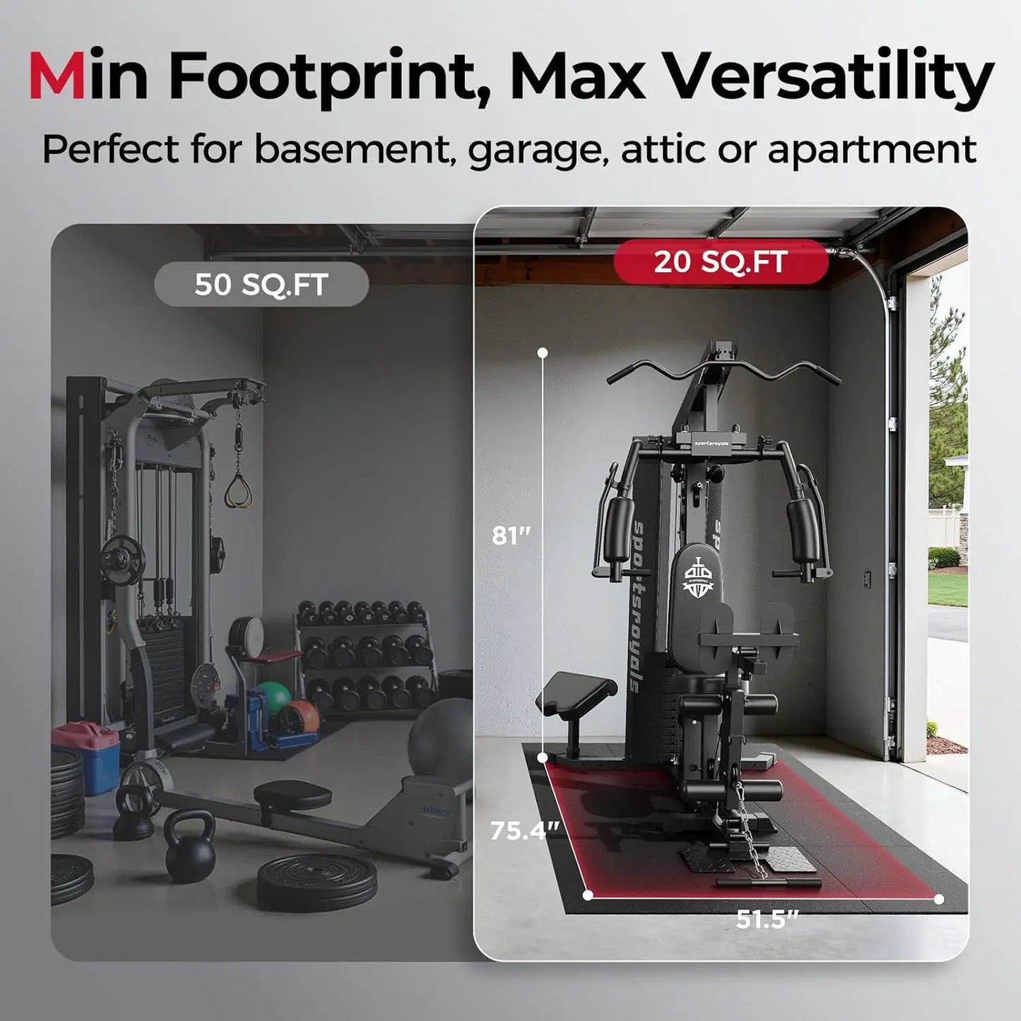 FED Fitness Home Gym Pulley System With Weight Stack