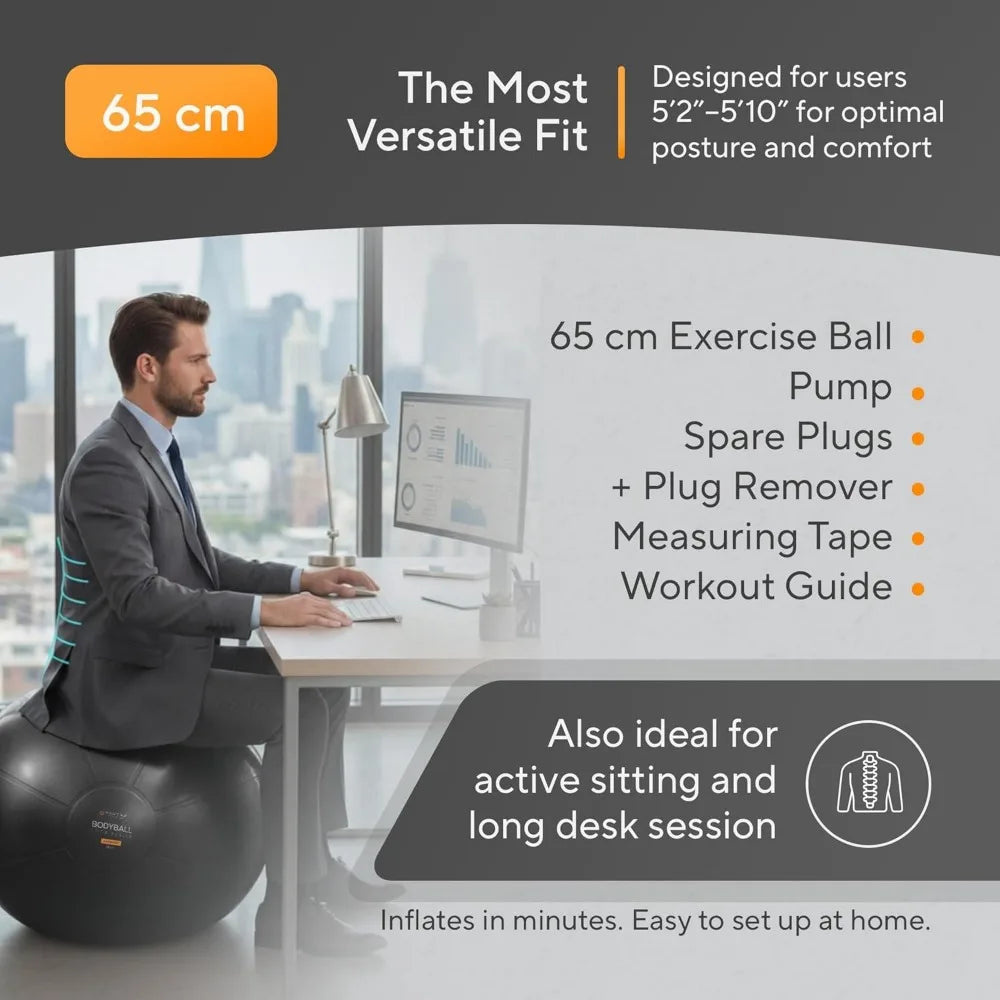 Yoga Pilates Stability Ball For Core Balance With Pump