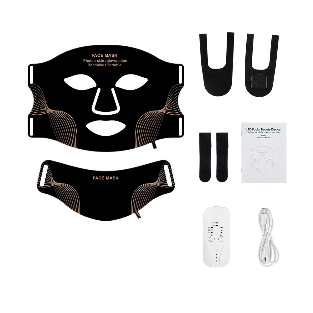 Foreverlily Silicone LED Mask With Neck Infrared Therapy 7 Colors