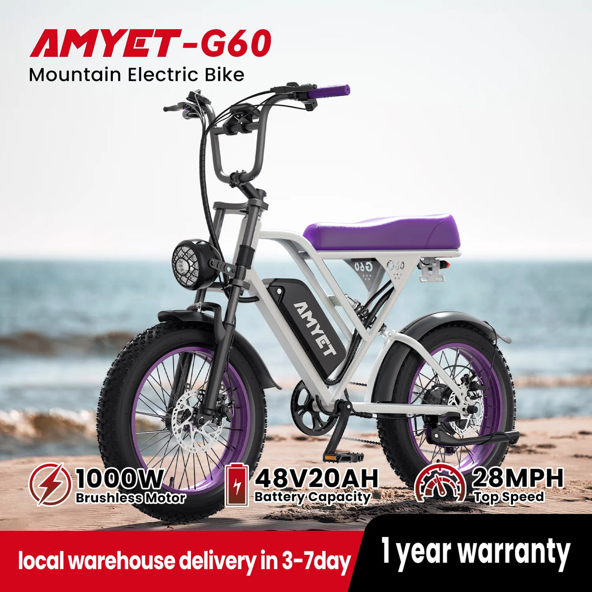 Amyet 1000W 48V 20Ah Lithium Electric Mountain Bike G60