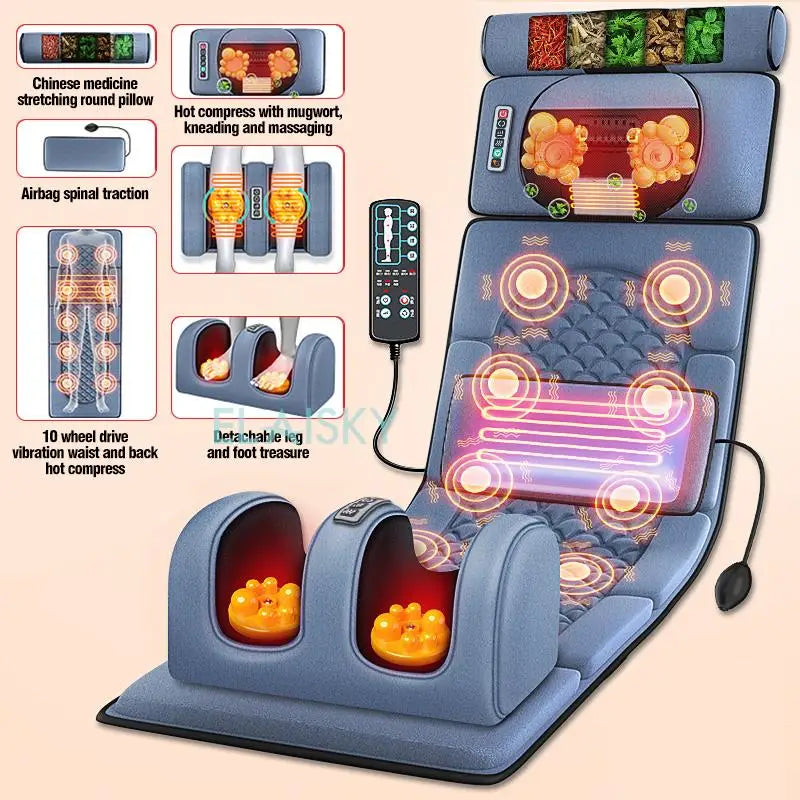 ELAISKY Electric Massage Mattress Cushion With Heating And Infrared Therapy