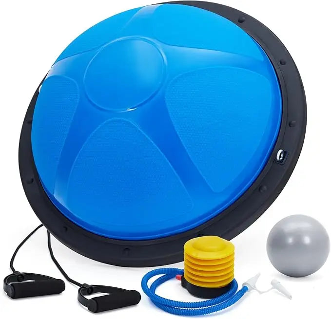 Half Exercise Ball Balance Trainer With Bands For Yoga Pilates