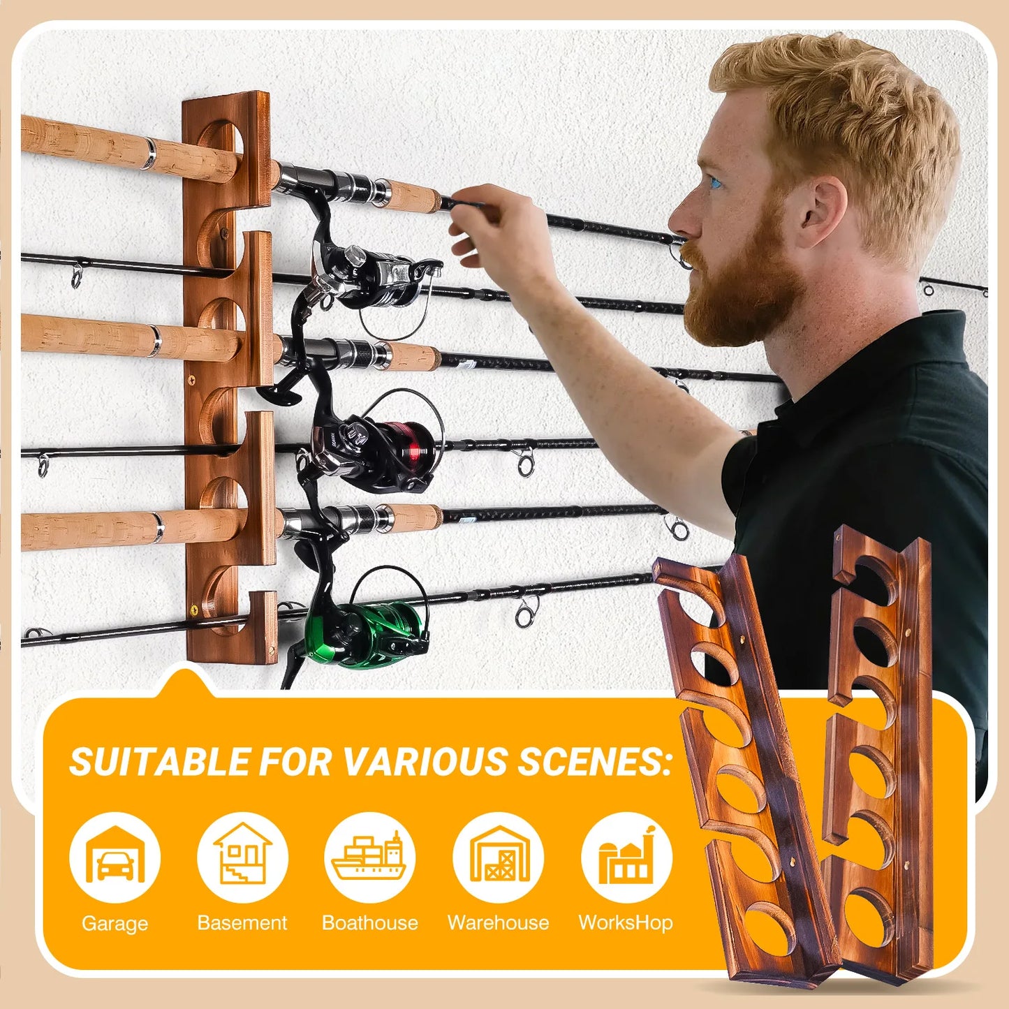 Ghosthorn Fishing Pole Racks Wall Ceiling Mounted Organizer For Garage