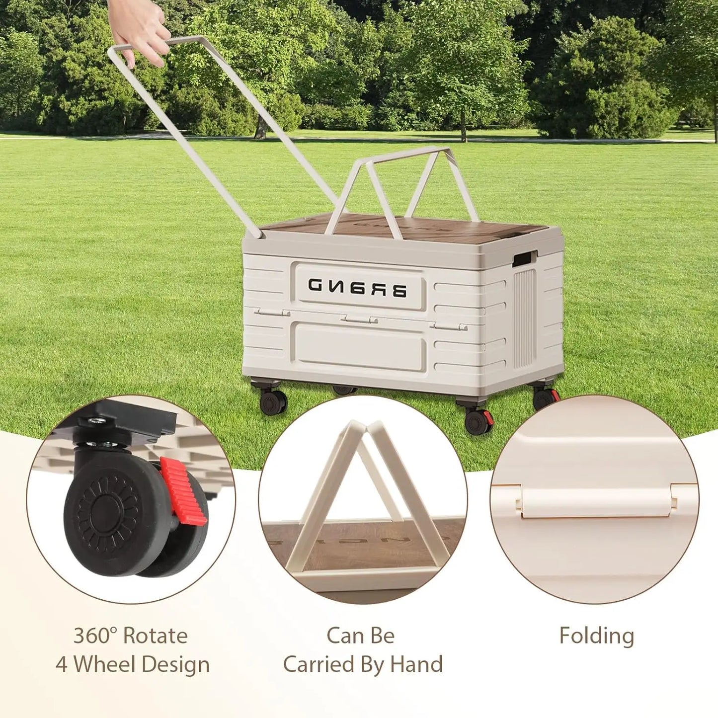 360 Degree Rotating Foldable Cart Heavy Duty Mobile Organizer Wheels
