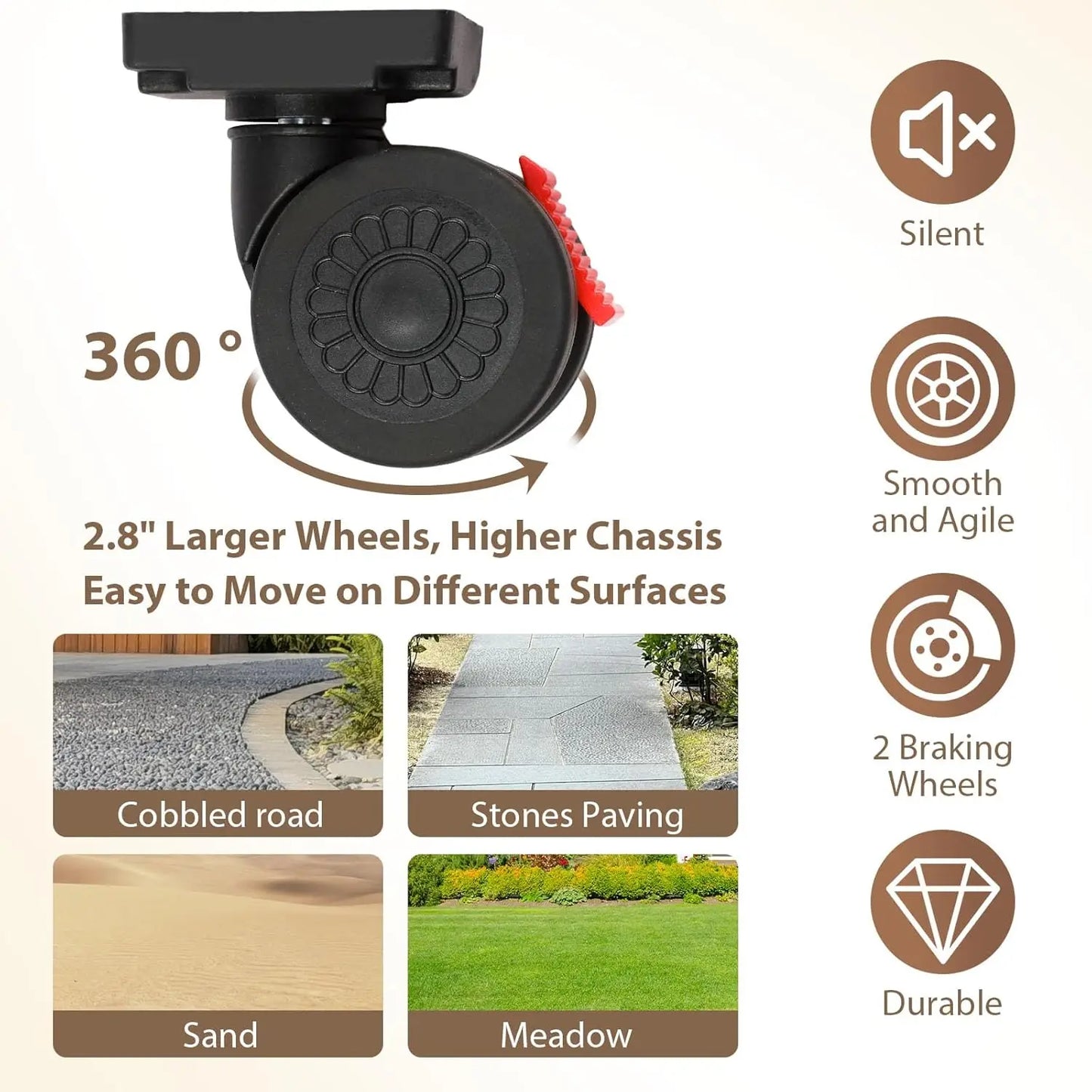 360 Degree Rotating Foldable Cart Heavy Duty Mobile Organizer Wheels