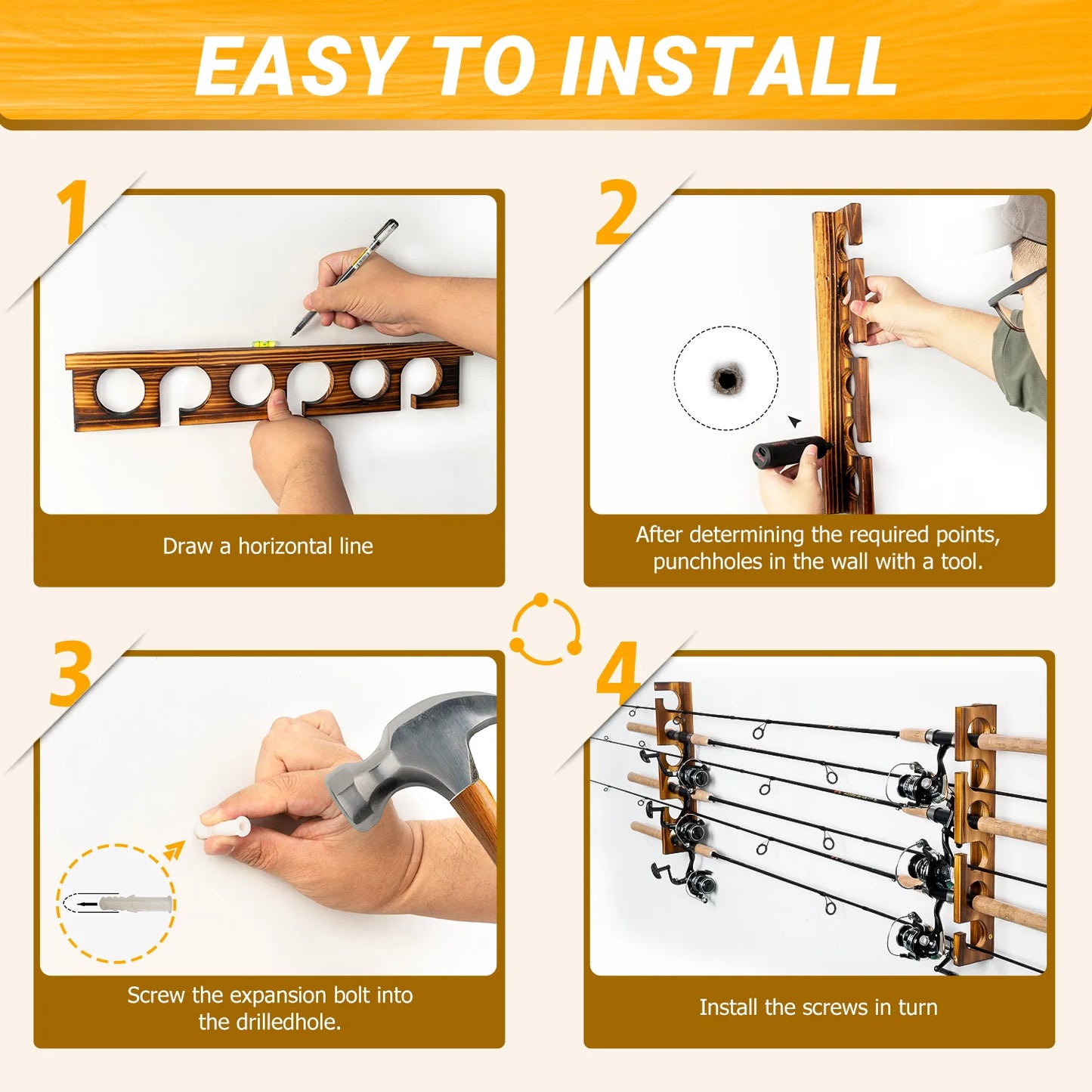 Ghosthorn Fishing Pole Racks Wall Ceiling Mounted Organizer For Garage