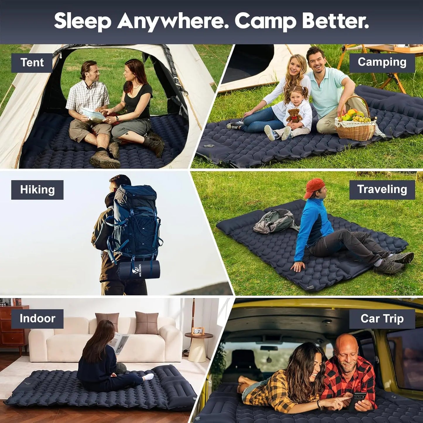 Foldable Outdoor Camping Inflatable Mattress Warm Ultra Wide Thick Indoor