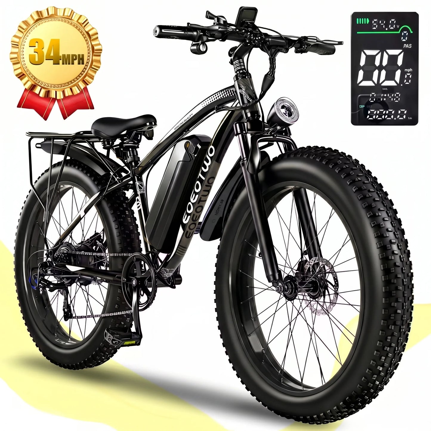 EOEOTWO 1500W Electric Bike 48V 15Ah Fat Tire E-Bike