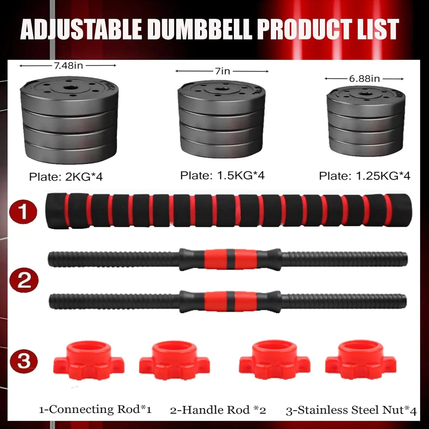 44 Lbs Adjustable Dumbbell Set For Home Gym And Strength