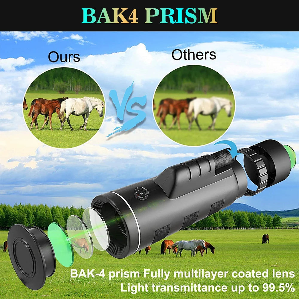 Low Light Night Vision Monocular With Phone Holder Tripod Outdoor