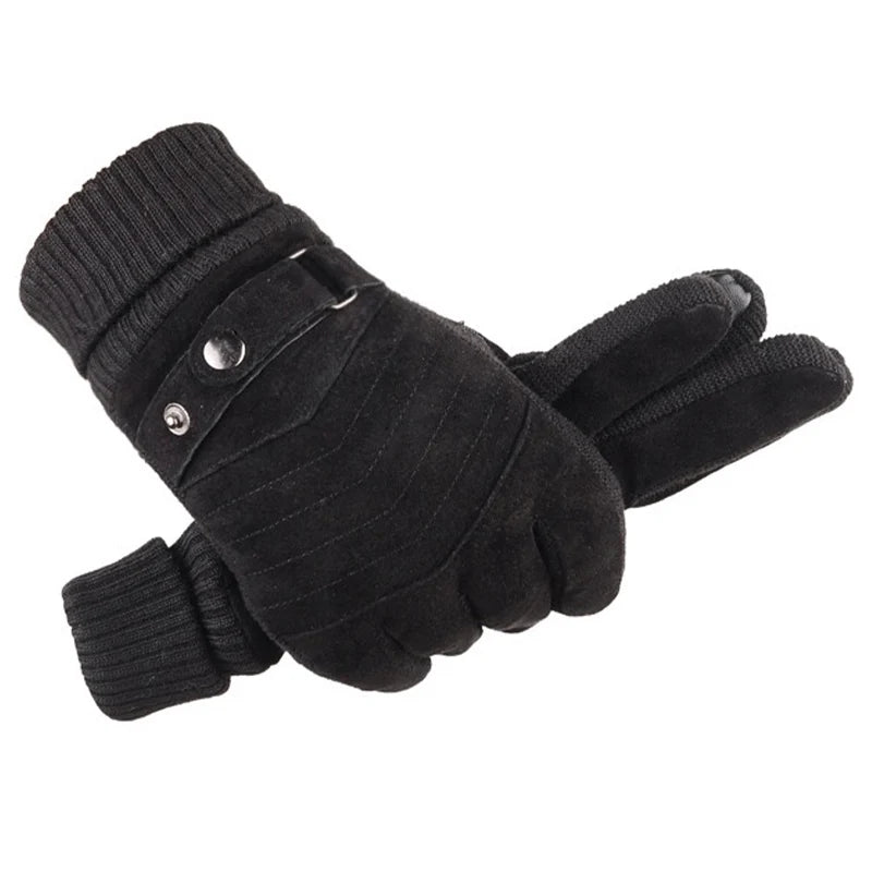 Winter Cycling Gloves Windproof Leather Touch Screen