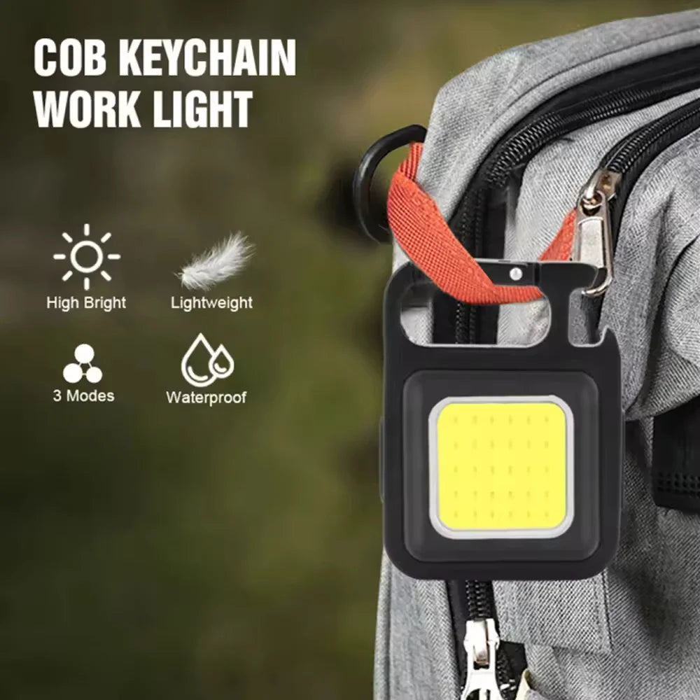 Rechargeable Mini COB Keychain Flashlight With Magnetic Base For Camping