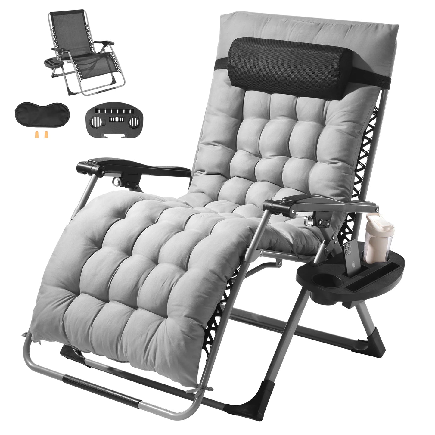SucceBuy Zero Gravity Chair With Cushioned Footrest And Cupholder
