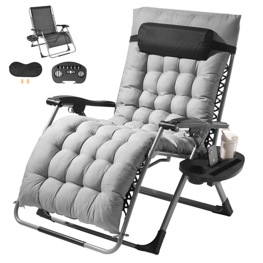 SucceBuy Zero Gravity Chair With Cushioned Footrest And Cupholder