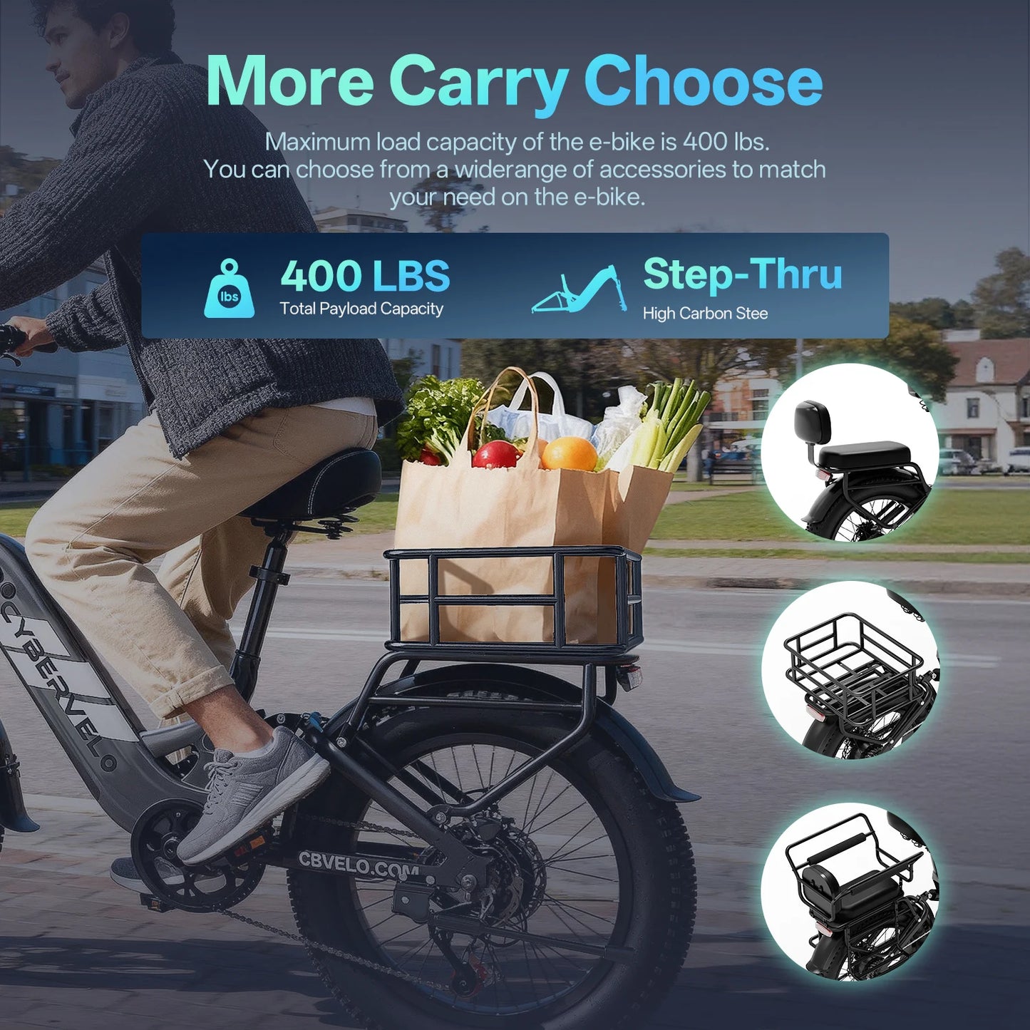 Cybervelo Stepthru Electric Bike 1500W 20ah Battery Seven Speed