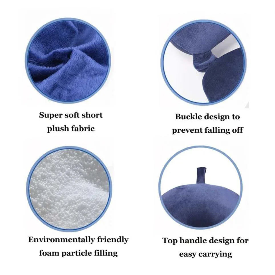Travel Neck Pillow Foam Cushion With Snap Strap Soft Cover