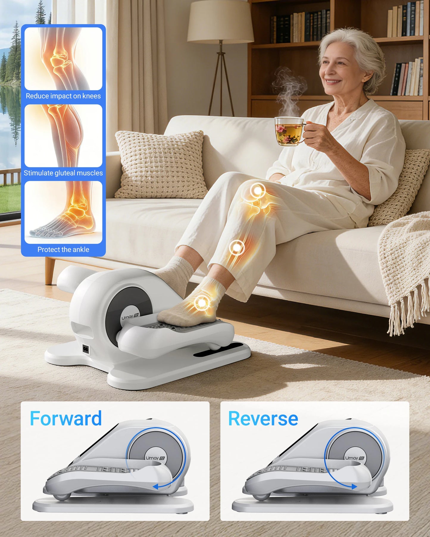 UMAY Under Desk Elliptical Pedal Exerciser With Remote Control