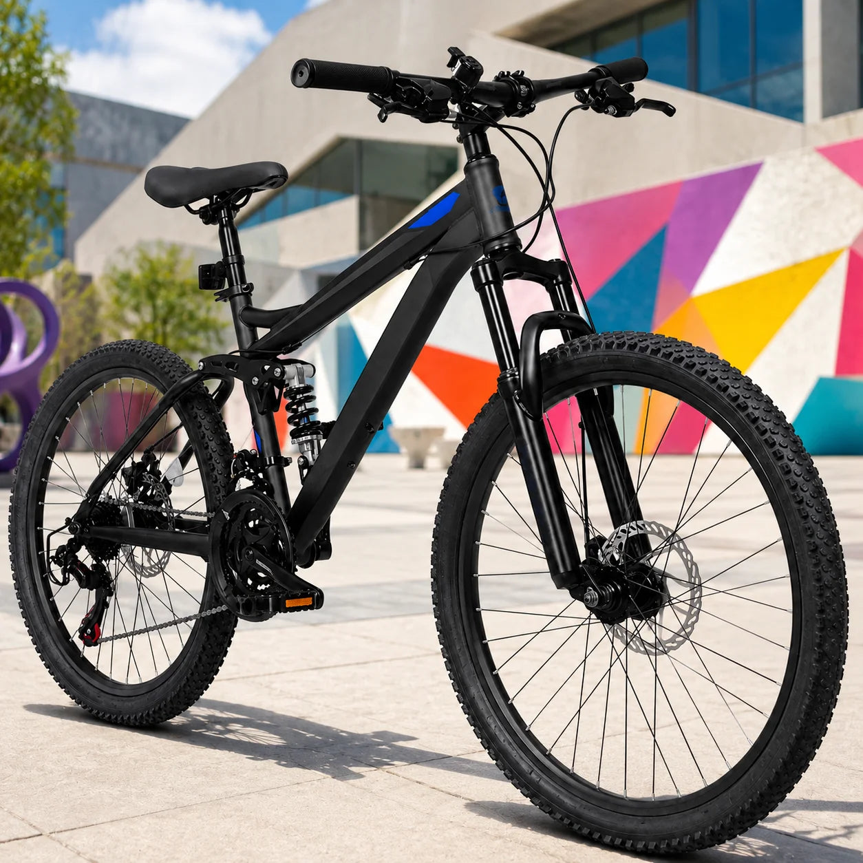 Unisex Full Suspension Mountain Bike 21-Speed Mechanical Disc Brakes