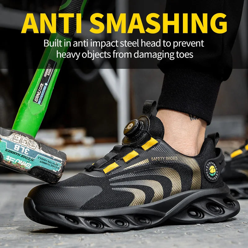 Men's Lace-Free Breathable Safety Shoes Anti-Puncture