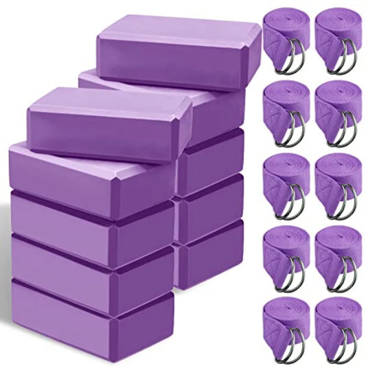 Yoga Blocks And Straps Set Non Slip EVA Foam Metal D Ring