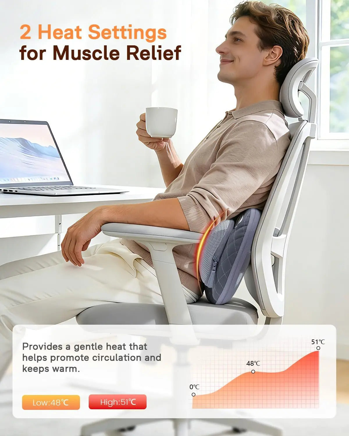 Cordless Rechargeable Neck And Back Massager With Heat Shiatsu Pillow