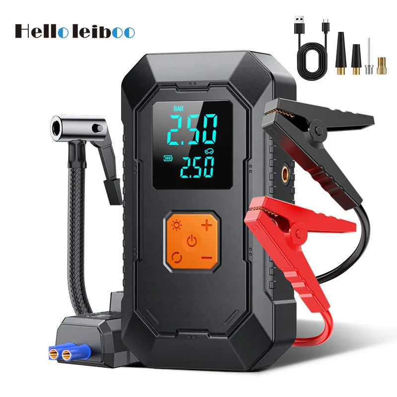 HelloLeiboo Car Jump Starter Air Pump Power Bank 4In1
