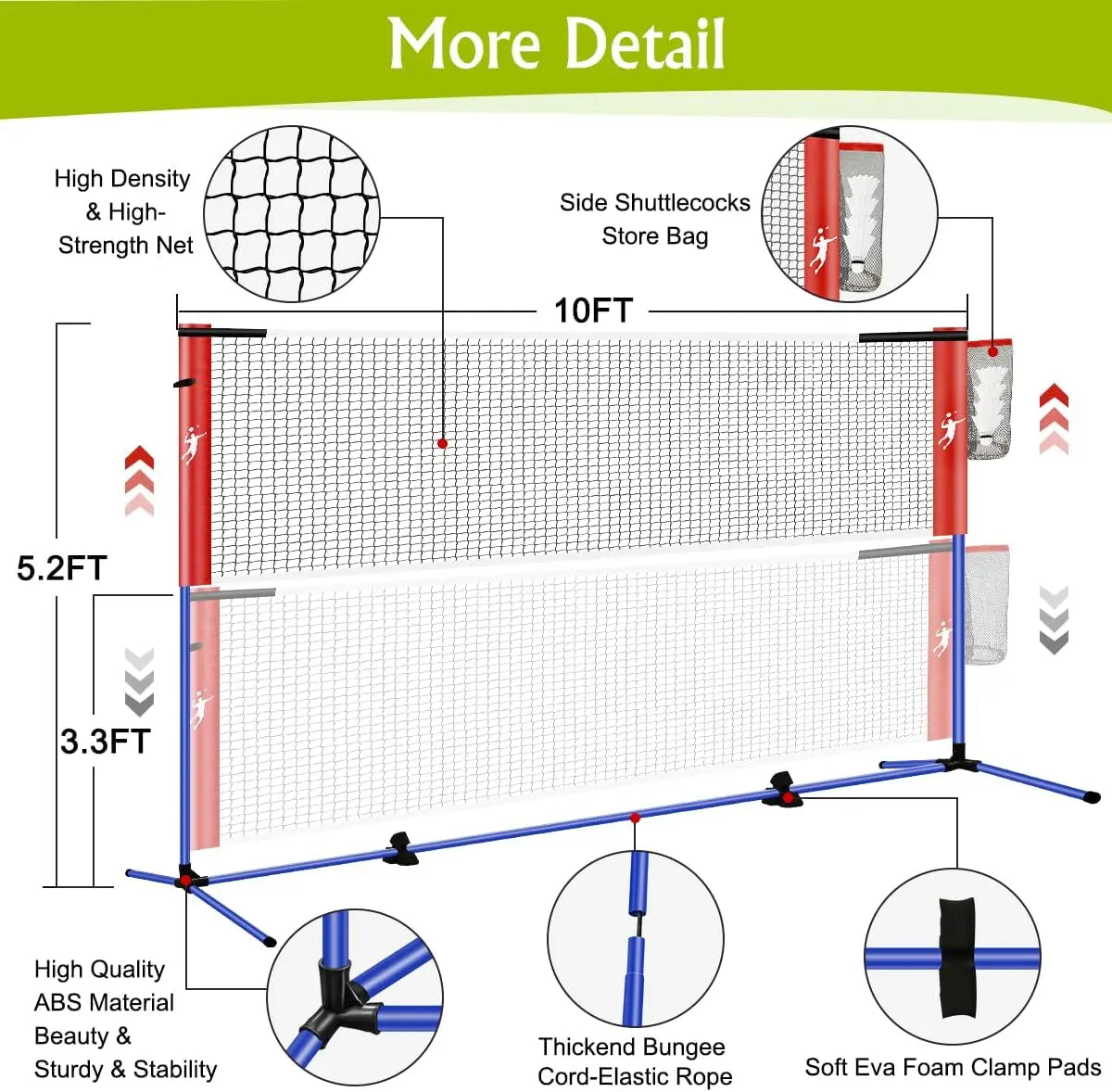 All In One Sports Net Set For Badminton Pickleball Volleyball