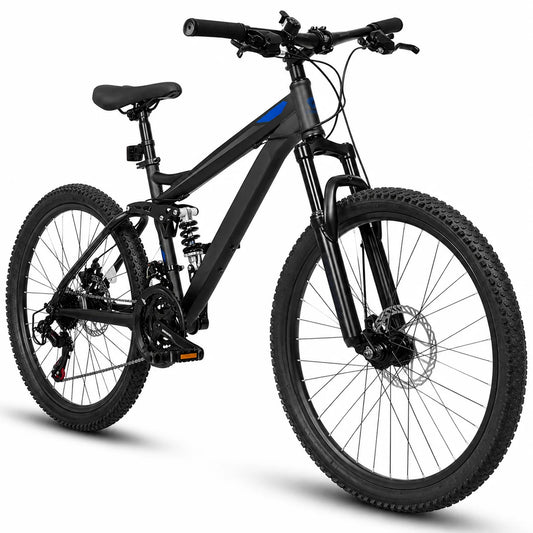 Unisex Full Suspension Mountain Bike 21-Speed Mechanical Disc Brakes