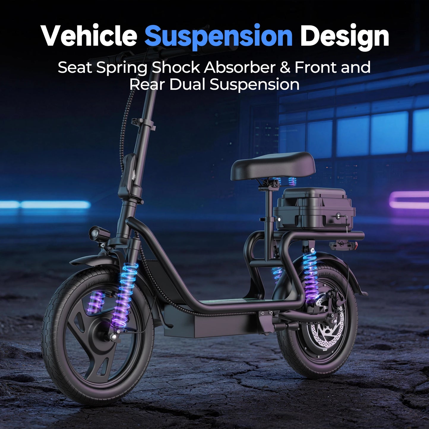 Folding Electric Scooter 500W 48V Battery With Seats Max Range