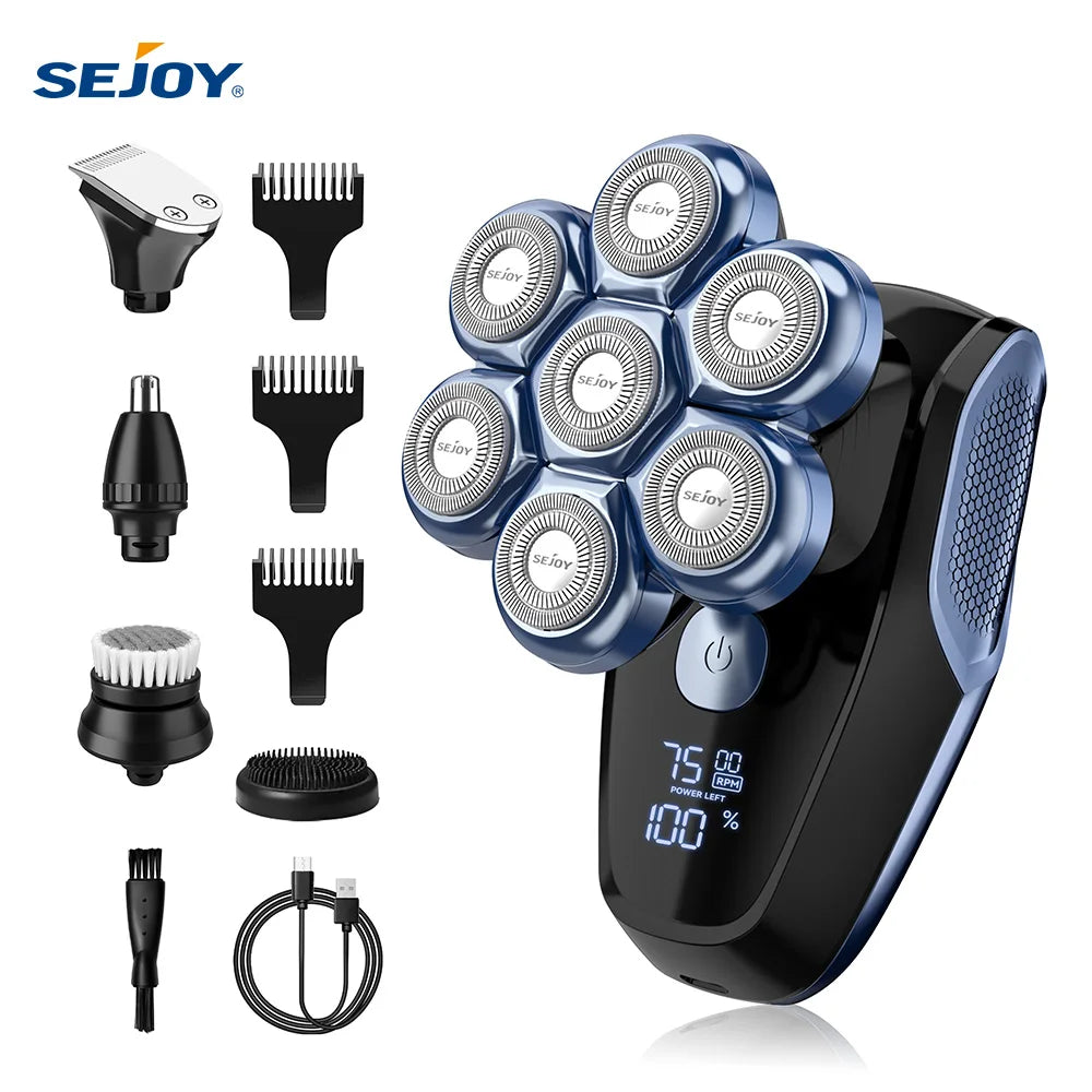 Sejoy 6 In 1 7D Head Shaver For Bald Men With Nose Hair Trimmer