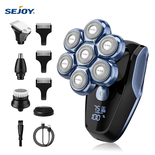 Sejoy 6 In 1 7D Head Shaver For Bald Men With Nose Hair Trimmer
