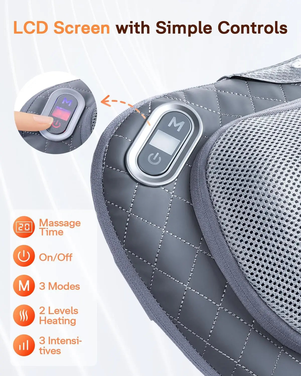 Cordless Rechargeable Neck And Back Massager With Heat Shiatsu Pillow