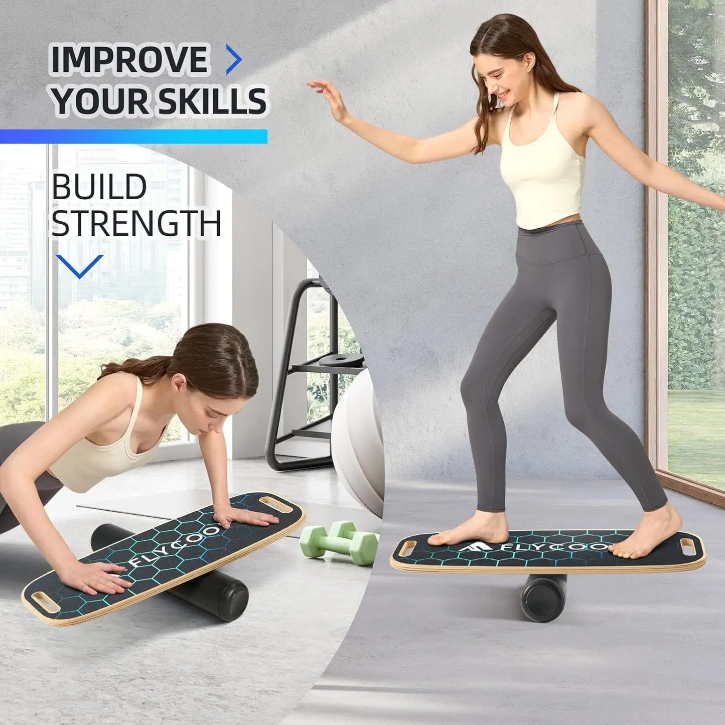 Adjustable Wobble Balance Board With Roller for Stability Training