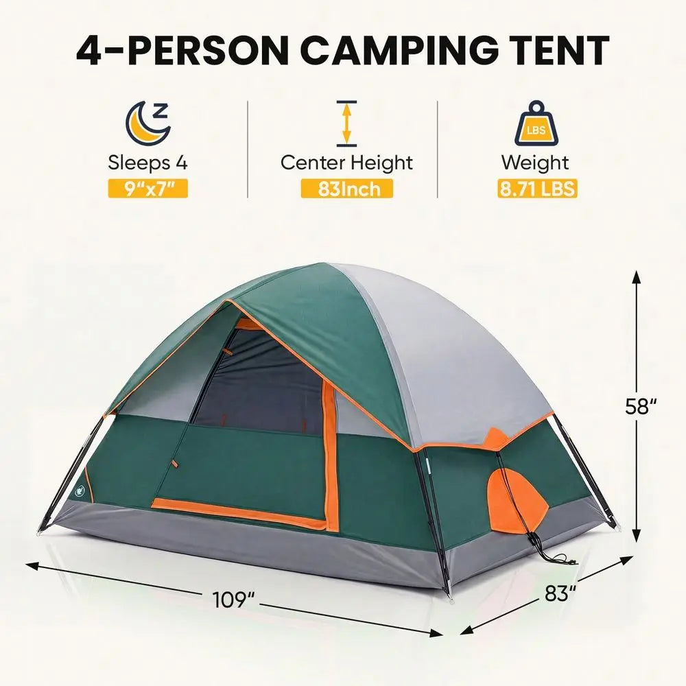 Sweetcrispy Waterproof Windproof Dome Tent For Camping With Rainfly