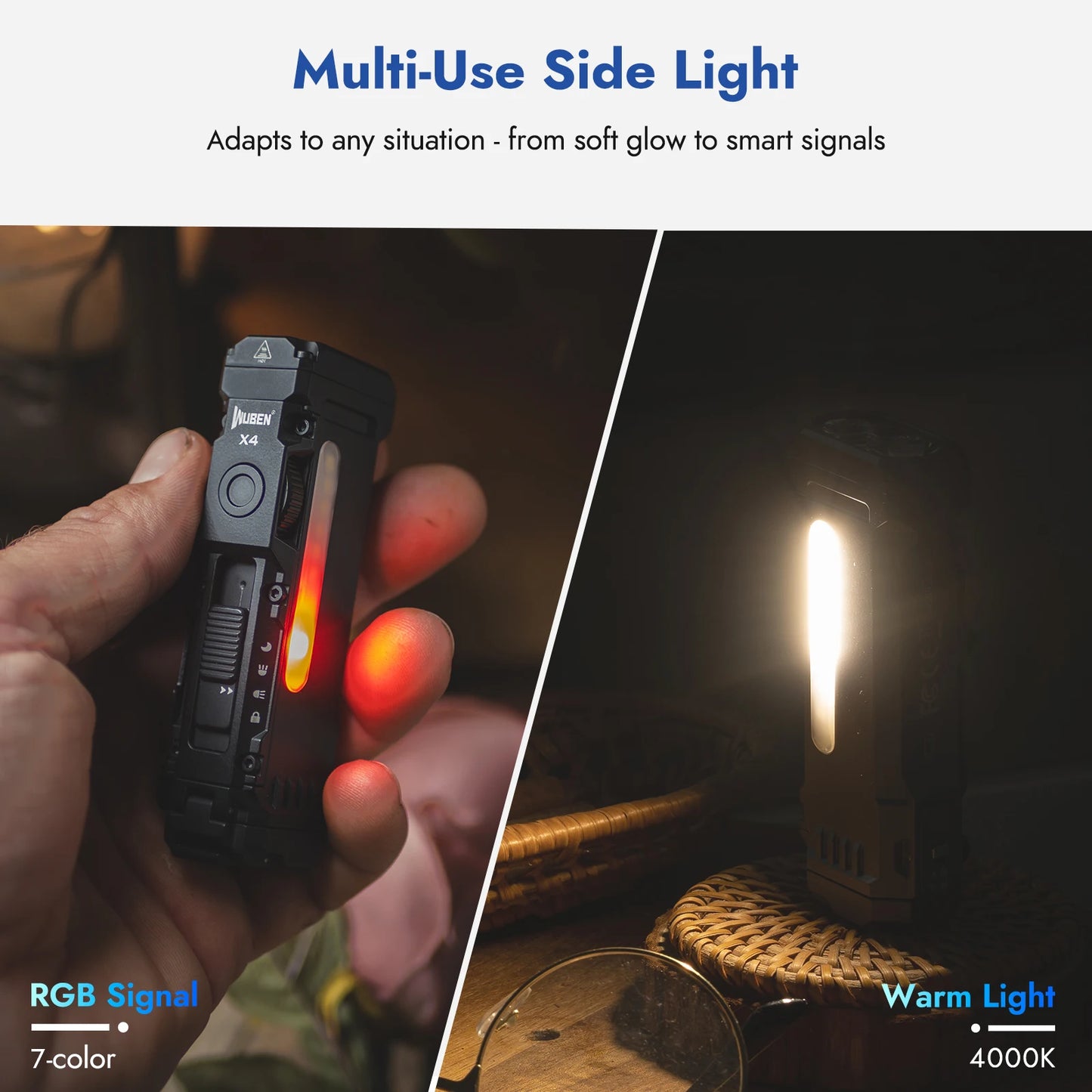 WUBEN X4 EDC Flashlight With RGB Light And Tactical Switch