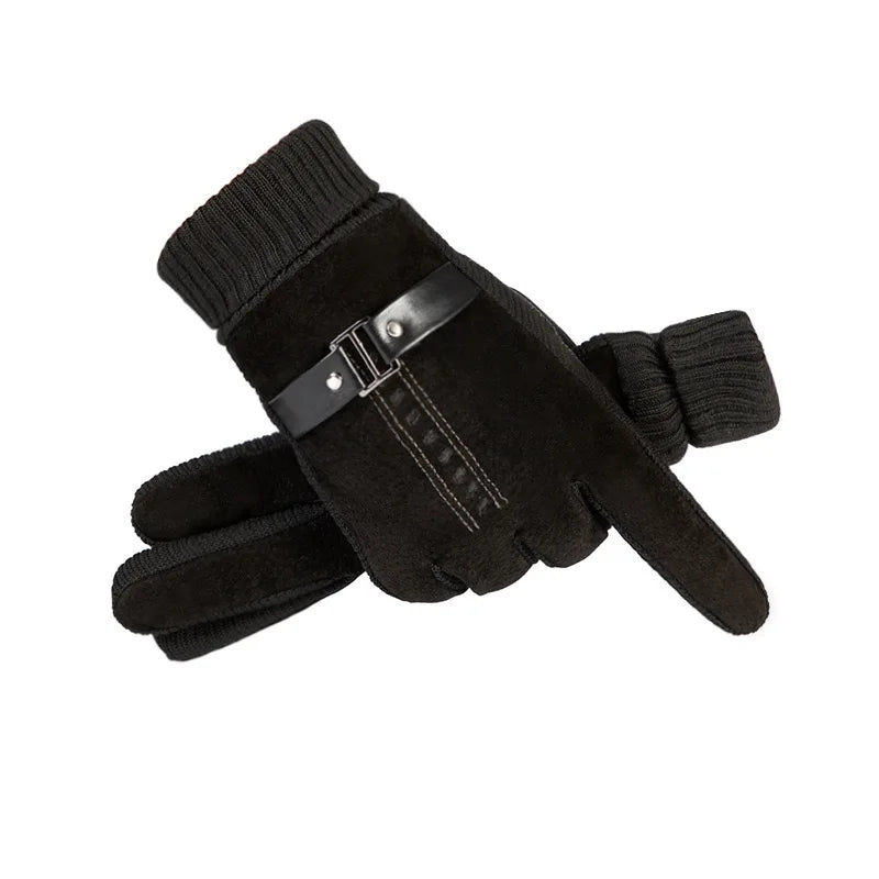 Winter Cycling Gloves Windproof Leather Touch Screen