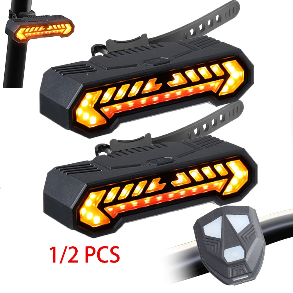 Bike Turn Signal Rear Light Waterproof Wireless Anti Theft Alarm