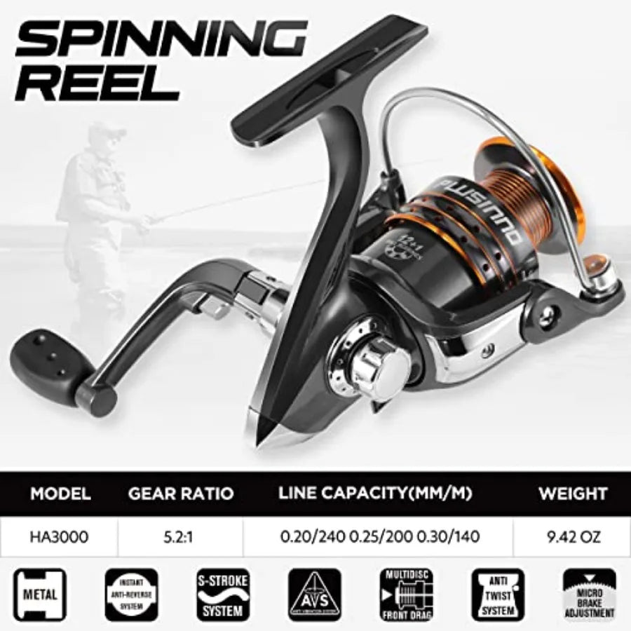 Carbon Fiber Telescopic Fishing Rod And Spinning Reel With Shielded Bearings